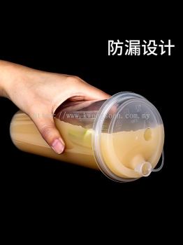 90mm strap lid pp cup 90口径防漏奶茶杯盖一次性咖啡连线盖子