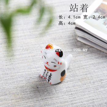 Lucky Cat Ceramic Chopstick Rest Pen Holder (Stand Up) �в�è�մɿ��Ӽܱʼ������̨(վ��)