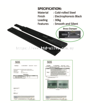 SW4502 FULL EXTENSION BALL BEARING DRAWER SLIDE WITH SOFT CLOSING