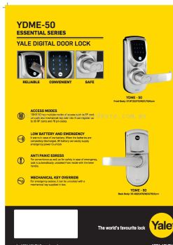 YALE ESSENTIAL SERIES DIGITAL DOOR LOCK  YDME 50 (WS)