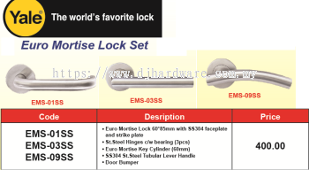 YALE EURO MORTISE LOCK SET EMS 03SS (WS)