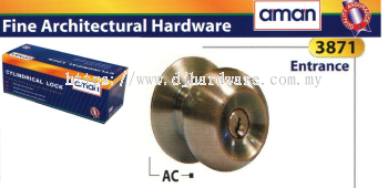 AMAN FINE ARCHITECTURAL HARDWARE ENTRANCE CYLINDRICAL LOCK 3871AC (WS)