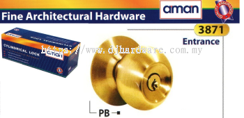 AMAN FINE ARCHITECTURAL HARDWARE ENTRANCE CYLINDRICAL LOCK 3871PB (WS)