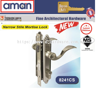 AMAN FINE ARCHITECTURAL HARDWARE NARROW STILE MORTISE LOCK 8241CS (WS)