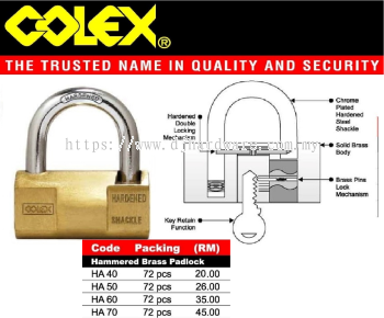 COLEX HAMMERED BRASS PADLOCK (WS)