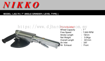 NIKKO 7" ANGLE GRINDER LEVEL TYPE LAG 70