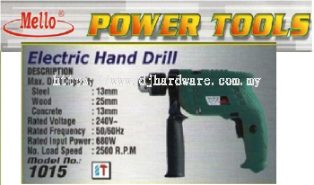 MELLO POWER TOOLS ELECTRIC HAND DRILL 1015 (WS)