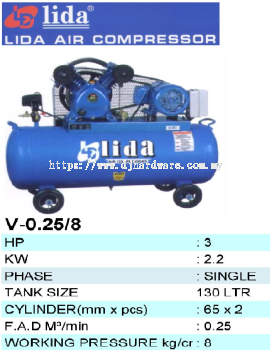 LIDA AIR COMPRESSOR HIGH PRESSURE V 0.25 8 (TS)