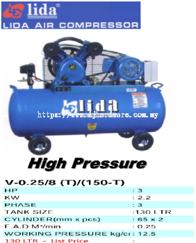 LIDA AIR COMPRESSOR HIGH PRESSURE V 0.25 8 T 150 T (TS)