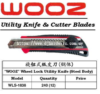 WOOZ UTILITY KNIFE & CUTTER BLADES WHEEL LOCK UTILITY KNIFE STEEL BODY (WS)