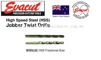 EVACUT PRECISION CUTTING TOOLS HIGH SPEED STEEL HSS JOBBER TWIST DRILLS HSS FRACTIONAL SIZE (WS)