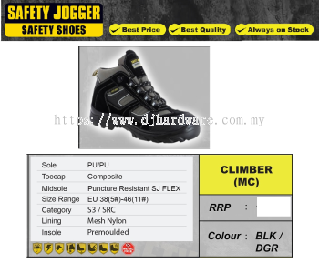 SAFETY JOGGER SAFETY SHOES CLIMBER MC BLK DGR (WS)