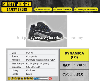 SAFETY JOGGER SAFETY SHOES DYNAMICA LC BLK (WS)