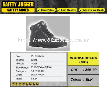 SAFETY JOGGER SAFETY SHOES WORKERPLUS MC BLK (WS)