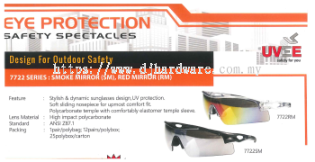 UVEE SAFETY PRODUCTS EYE PROTECTION INDUSTRIAL SAFETY SAFETY SPECTACLES DESIGN FOR OUTDOOR SAFETY 7722 SERIES (WS)