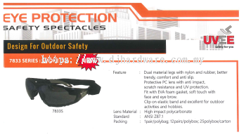 UVEE SAFETY PRODUCTS EYE PROTECTION INDUSTRIAL SAFETY SAFETY SPECTACLES DESIGN FOR OUTDOOR SAFETY 7833 SERIES (WS)