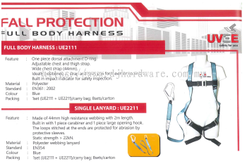 UVEE SAFETY PRODUCTS FALL PROTECTION FULL BODY HARNESS UE2111 (WS)