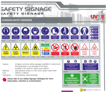 UVEE SAFETY PRODUCTS SAFETY SIGNAGE COMMON SAFETY SIGNAGES (WS)