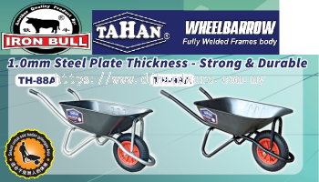 IRON BULL TAHAN WHEELBARROW & HAND TROLLEY FULLY WELDED FRAMES BODY 1.0MM STEEL PLATE THICKNESS STRONG & DURABLE TH88A (WS)