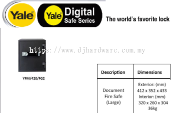 YALE THE WORLDS FAVORITE LOCK DIGITAL SAFE SERIES YFM420FG2 (WS)