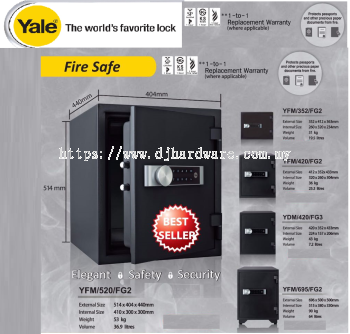 YALE THE WORLDS FAVORITE LOCK FIRE SAFE ELEGANT SAFETY SECURITY YFM420FG2 (WS)