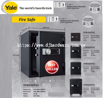 YALE THE WORLDS FAVORITE LOCK FIRE SAFE ELEGANT SAFETY SECURITY YFM420FG3 (WS)