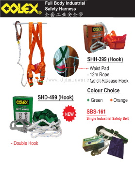 COLEX FULL BODY INDUSTRIAL SAFETY HARNESS SHH499 HOOK DOUBLE HOOK (BS)