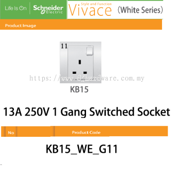 SCHNEIDER ELECTRIC VIVACE WHITE SERIES 13A 250V 1GANG SWITCHED SOCKET (WS)