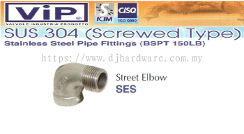 VIP SUS 304 SCREWED TYPE STAINLESS STEEL PIPE FITTINGS BSPT 150LB STREET ELBOW SES (WS)