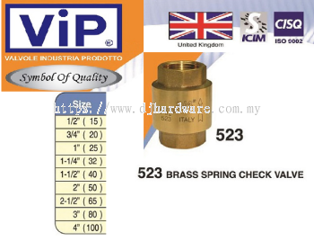 VIP COPPER PIPE FITTING BRASS SPRING CHECK VALVE 523 (WS)