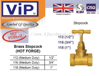 VIP COPPER PIPE FITTING HOT FORGE BRASS STOPCOCK 112  (WS)