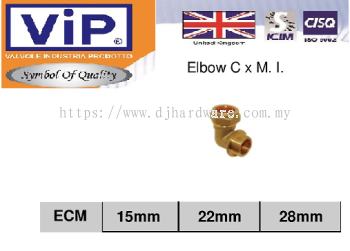 VIP COPPER PIPE FITTINGS BS 864-2 ELBOW C X MI ECM (WS)