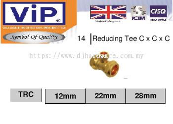 VIP COPPER PIPE FITTINGS BS 864-2 REDUCING TEE C X C X C TRC (WS)