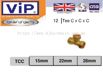 VIP COPPER PIPE FITTINGS BS 864-2 TEE C X C X C TCC (WS)