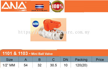 ANA MINI BALL VALVE 1101 & 1103 MM (BS)
