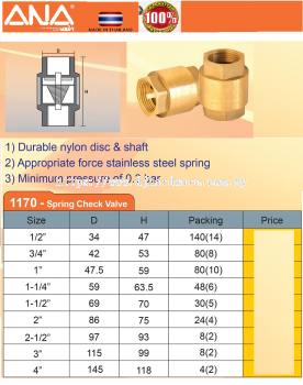 ANA SPRING CHECK VALVE 1170 (BS)