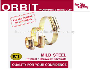 ORBIT WORMDRIVE HOSE CLIP MILD STEEL TRIVALENT HEXAVALENT CHROMATE W1 (WS)