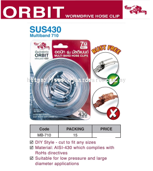 ORBIT WORMDRIVE HOSE CLIP RUST FREE SUS430 MULTIBAND 710  (WS)