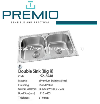 PREMIO SENSIBLE AND PRACTICAL DOUBLE SINK BIG R S2 8248 (BS)