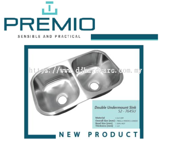 PREMIO SENSIBLE AND PRACTICAL DOUBLE UNDERMOUNT SINK S2 7645U (BS)