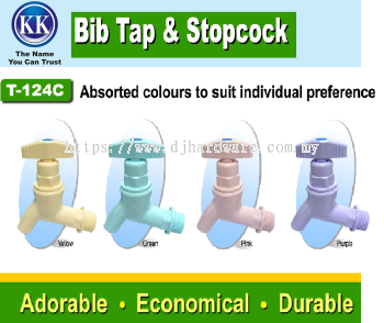 KK THE NAME YOU CAN TRUST BIB TAP & STOPCOCK ABSORTED COLOURS TO SUIT INDIVIDUAL PREFERENCE T124C (WS)