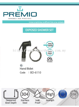 PREMIO SENSIBLE AND PRACTICAL EXPOSED SHOWER SET HAND BIDET BD6110 (WS)