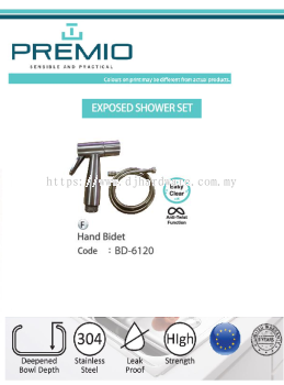 PREMIO SENSIBLE AND PRACTICAL EXPOSED SHOWER SET HAND BIDET BD6120 (WS)