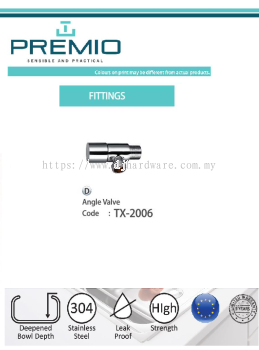 PREMIO SENSIBLE AND PRACTICAL FITTINGS ANGLE VALVE TX2006 (WS)