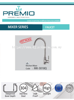 PREMIO SENSIBLE AND PRACTICAL MIXER SERIES FAUCET KITCHEN MIXER MK3018Q (WS)