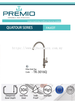 PREMIO SENSIBLE AND PRACTICAL QUATOUR SERIES FAUCET PILLAR SINK TAP TK3016Q (WS)