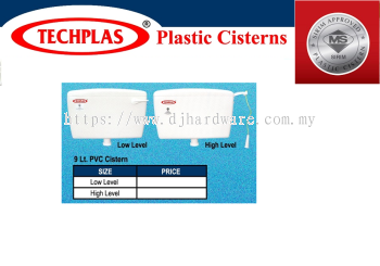 TECHPLAS COMMITMENT TO QUALITY PLASTIC CISTERNS 9LT PVC CISTERN (WS)