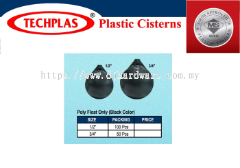 TECHPLAS COMMITMENT TO QUALITY PLASTIC CISTERNS POLY FLOAT ONLY BLACK COLOUR (WS)