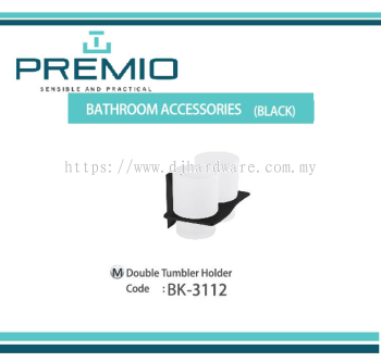 PREMIO BATHROOM ACCESSORIES BLACK DOUBLE TUMBLER HOLDER BK3112 (WS)