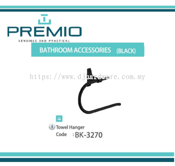 PREMIO BATHROOM ACCESSORIES BLACK TOWEL HANGER BK3270 (WS)